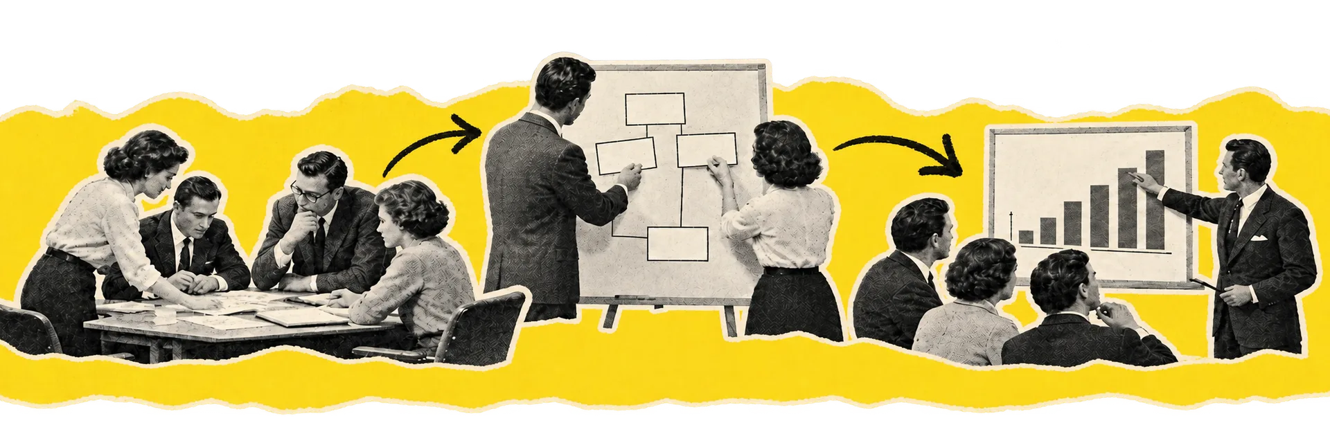 Dirigentenhanden verbinden teamoverleg, planning en meting.